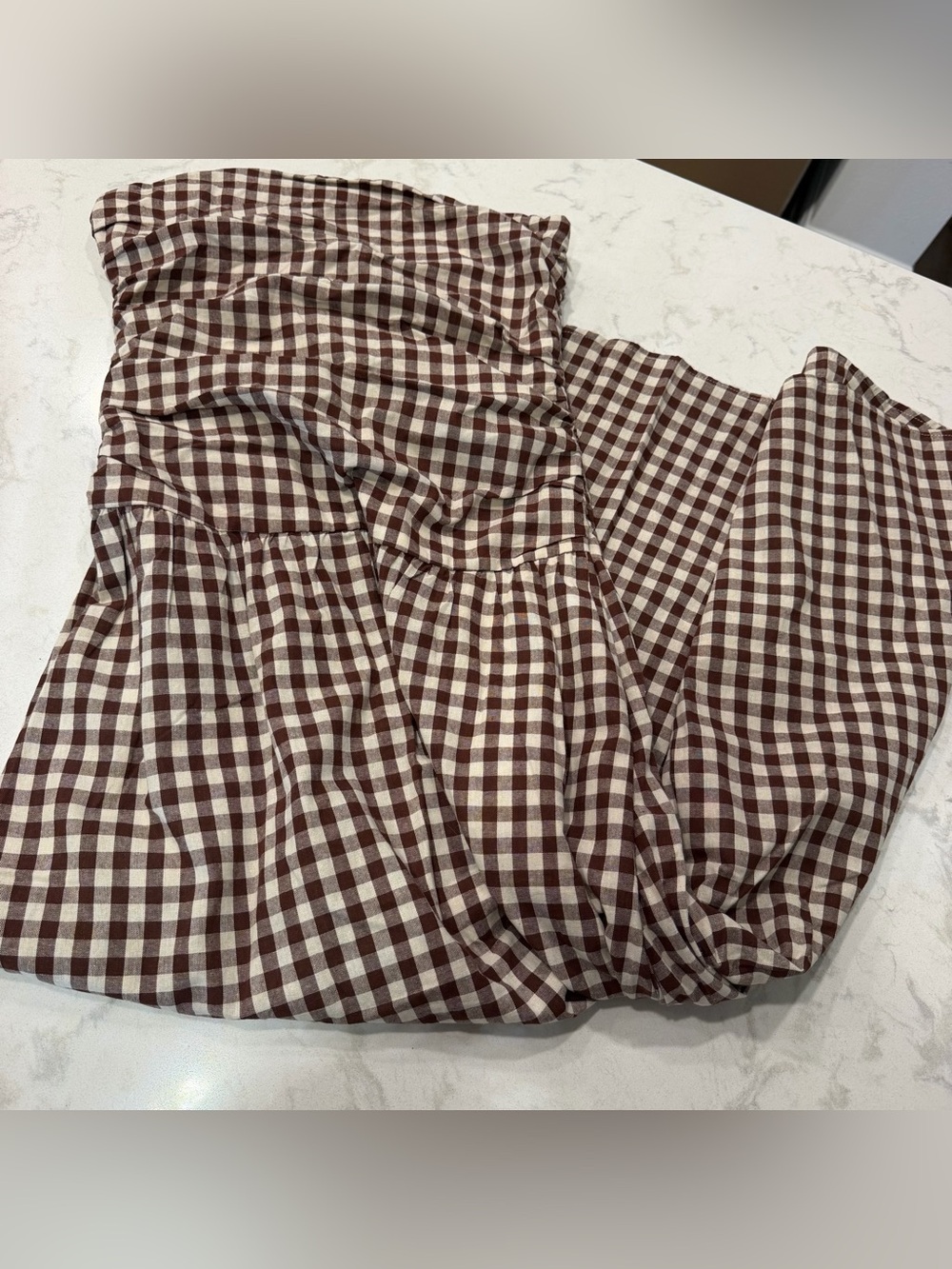 Pacsun Brown and White Gingham Strapless Maxi Dress - Picture 5 of 6